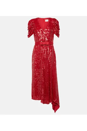 Erdem Vestido midi asimétrico con lentejuelas