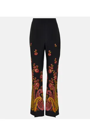 Etro Pantalones de seda de tiro alto