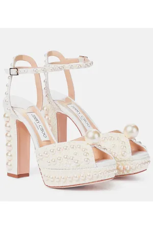 Jimmy Choo Sandalias Saracria 120 de satén adornadas
