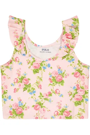 Ralph Lauren Top de jersey ribeteado con volantes