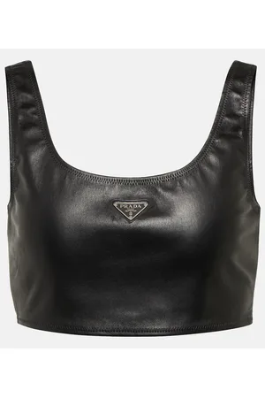 Prada Crop top de piel sin mangas