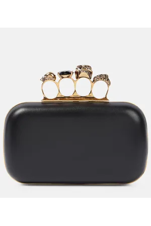 Alexander McQueen Clutch Knuckle de piel adornado