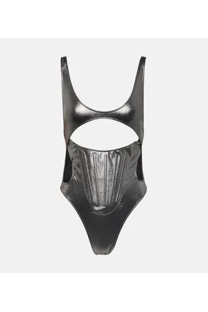MUGLER Bañador metalizado con aberturas