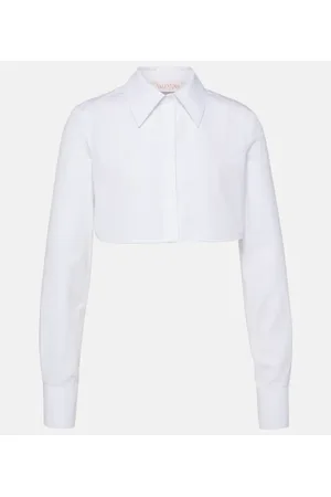 VALENTINO Camisa cropped de popelín de algodón