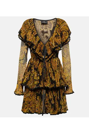 Etro Vestido corto plisado con estampado