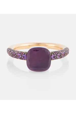 Pomellato Anillo Nudo Petit en oro rosa y blanco de 18 ct con amatista y jade