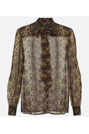 NILI LOTAN Blusa Carina de seda con efecto serpiente