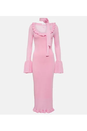 BLUMARINE Vestido midi de lana con volantes