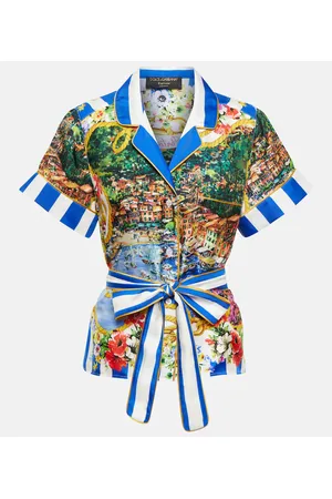 Dolce & Gabbana Portofino camisa de seda con cinturón