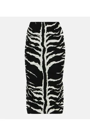 Alaïa Alaïa Falda midi de tiro alto estampada