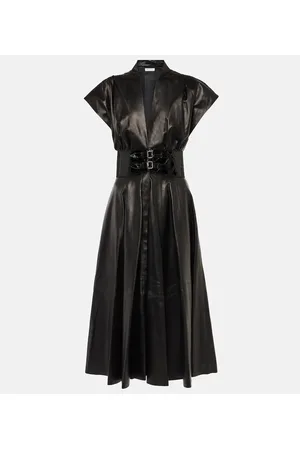 Alaïa Alaïa Vestido midi de piel con cinturón