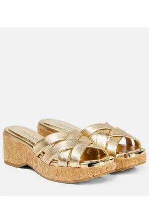 Jimmy Choo Sandalias Maribou 50 de piel metalizada