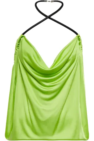 The Attico Top Pauline con ribete de piel