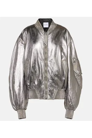 The Attico Bomber de piel metalizada