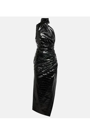 Alaïa Alaïa Vestido midi asimétrico grabado