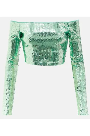 DAVID KOMA Crop top con lentejuelas