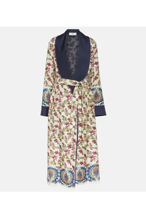 Etro Abrigo de seda estampado con cinturón