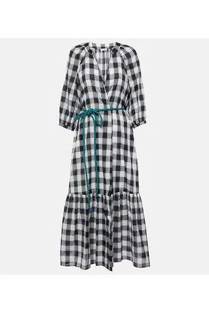 ERES Vestido midi de algodón a cuadros