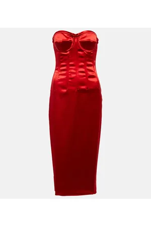 Dolce & Gabbana Vestido midi de satén con corsé