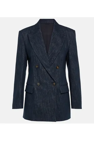 Brunello Cucinelli Blazer de mezcla de algodón metalizado