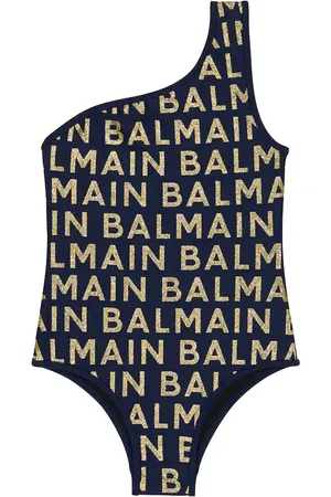 Balmain Bañador de un solo hombro con logo