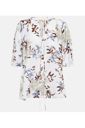 Erdem Blusa Eleni de lino estampada