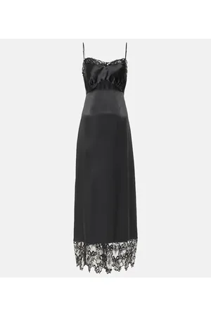Simone Rocha Vestido midi de satén de seda con encaje