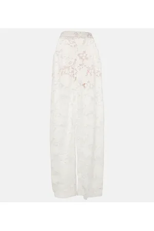 Oscar de la Renta Pantalones anchos de encaje de tiro alto