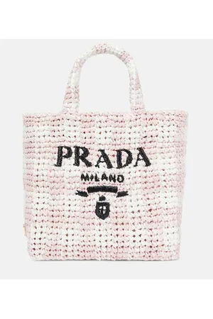 Prada Shopper de efecto rafia con logo