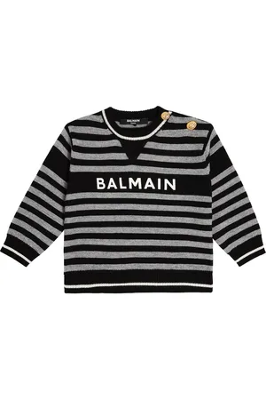 Balmain Bebé - jersey de lana a rayas con logo