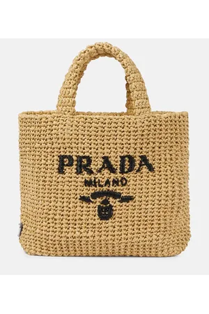 Prada Shopper de rafia con logo