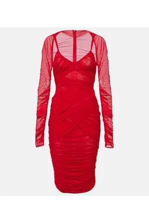 Dolce & Gabbana Vestido midi de tul drapeado