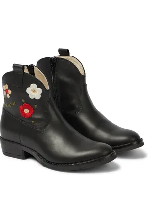 Il gufo Botines de piel bordados