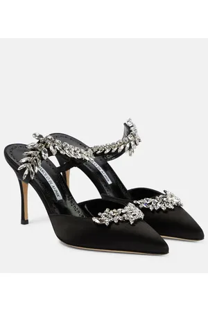 Manolo Blahnik Mules Lurum 90 de satén adornados