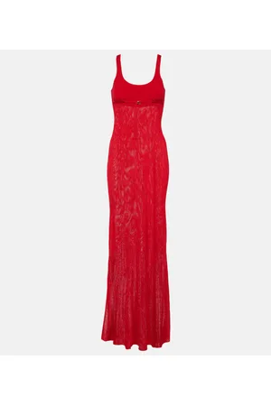 Jacquemus Vestido largo La Robe Maille Oranger