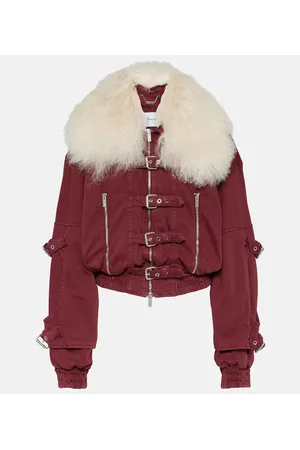 BLUMARINE Chaqueta en denim cropped con borrego