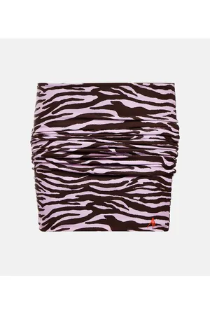 The Attico Minifalda de lycra fruncida estampada