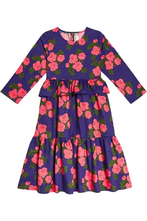 Mini Rodini Vestido Roses de algodón con volantes
