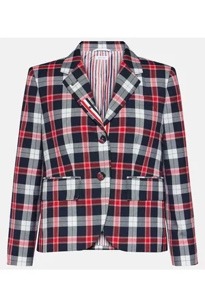 Thom Browne Blazer de mezcla de lana con tartán