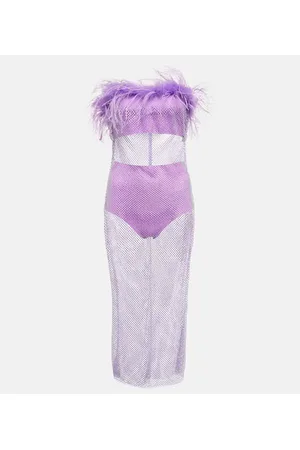 GIUSEPPE DI MORABITO Vestido midi con plumas adornado