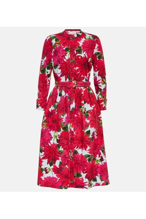 Oscar de la Renta Vestido en popelín de algodón floral