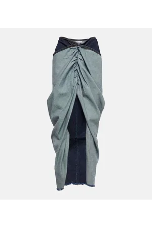 Alaïa Alaïa Falda larga en denim drapeada