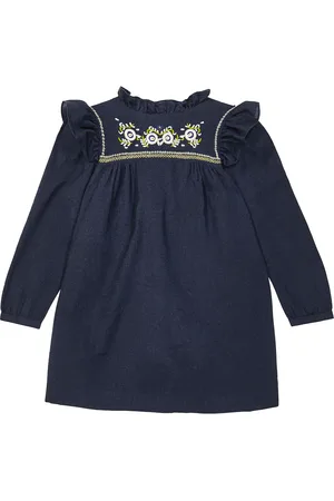 BONPOINT Vestido Tilia de lana y algodón bordado