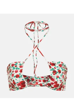 MAGDA BUTRYM Top de bikini con cuello halter y flores