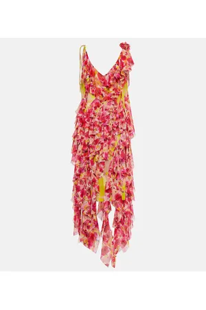 DRIES VAN NOTEN Vestido midi en mezcla de seda floral