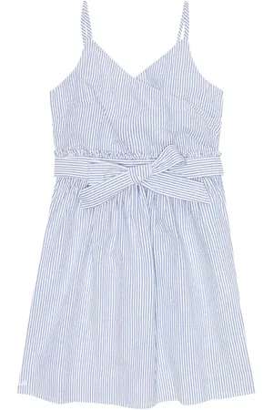 Ralph Lauren Vestido en seersucker de algodón a rayas