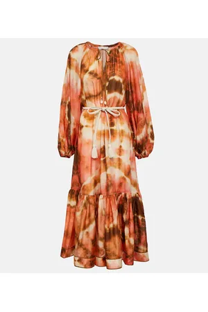 ZIMMERMANN Vestido midi Vacay de seda tie-dye