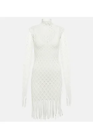DION LEE Vestido corto de rejilla y cuello alto