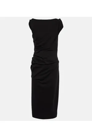 DRIES VAN NOTEN Vestido midi de algodón fruncido