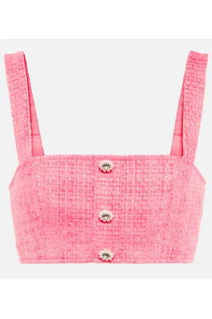 Self-Portrait Crop top de punto bouclé adornado